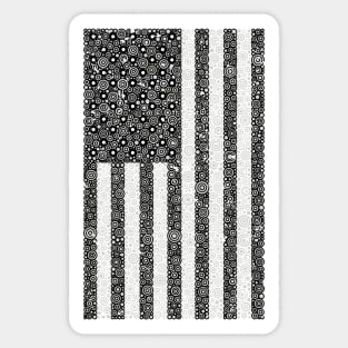 Distressed Black American Flag Circle Design Sticker